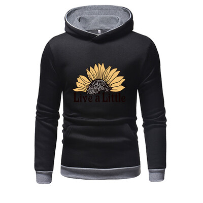

Toponeto Mens Long Sleeve Hooded Solid Color Print Autumn Sweater Turtleneck Sweater