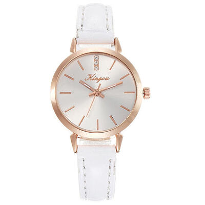 

Luxury Womens Watches Leather Strap With Rhinestone Business Ladies Quartz Wristwatch Rose Gold Disc Clock Reloj Mujer