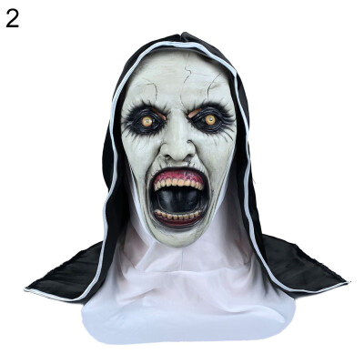 

Halloween Scary Spooky Latex Women Ghost Nun Mouth Mask Costume Party Prank Prop