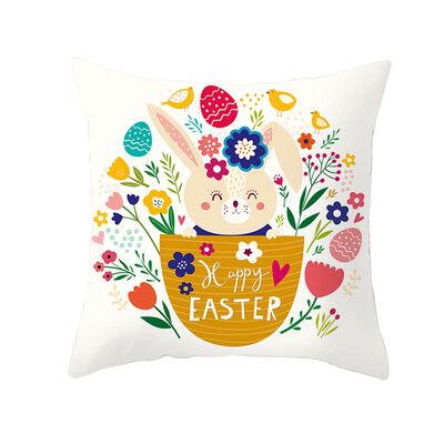 

〖Follure〗Easter Rabbit Print Pillow Case Polyester Sofa Car Cushion Cover Home Decor