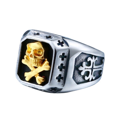 

Fashion Gold color Skull Ring For Man Titanium Steel Boys Punk Stainless Pirate Part Drop Shipping