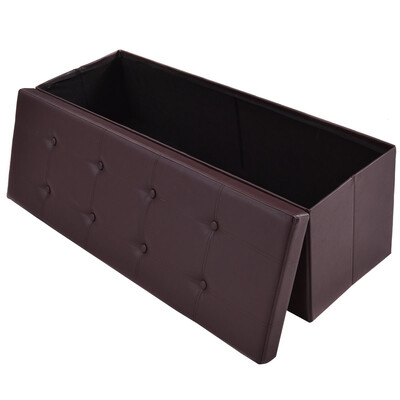 

45" Large Folding Ottoman Storage Seat - Brown