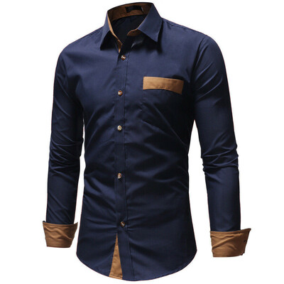 

Mens Long Sleeve Shirt Slim Fit Button Down Dress Formal Casual T-shirt Tops