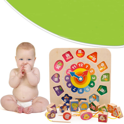 

Gotoamei Wooden Clock Puzzle Beading 12 Numbers Match Child Early Educational Toy Gifts