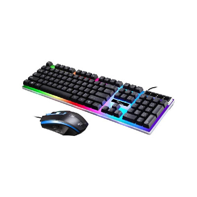 

LED Rainbow Color Backlight Adjustable Gaming Game USB Wired Practical Keyboard Mouse Set