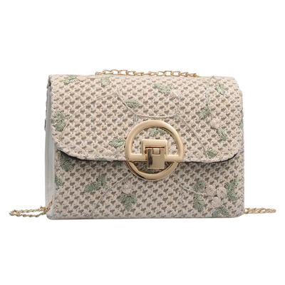 

Flower Decor Shoulder Messenger Handbags Straw Women Chain Crossbody Bags