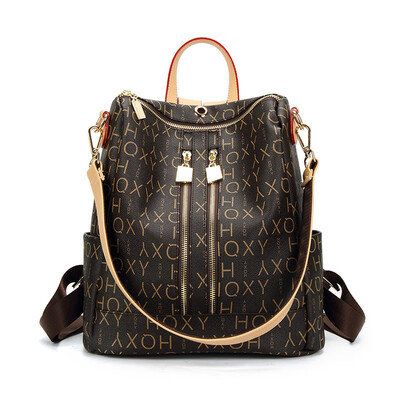 

2019 new shoulder bag female multi-function travel bag retro printing multi-purpose backpack shoulder large capacity ladies bag