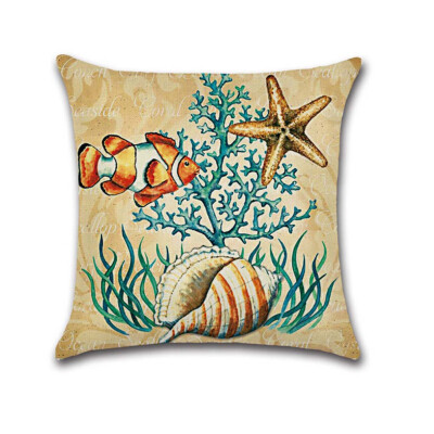 

Ocean Beach Sponge Linen Pillowcase Sofa Cushion Cover Home Decoration Bedding Unique Pillowcase