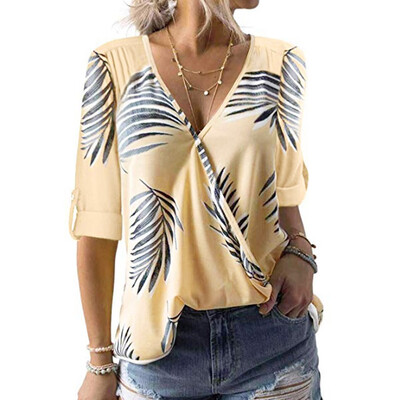 

Starmoon Womens V Neck Camisole Leaf Print Tanks Loose Casual Tops&Blouse -XXL