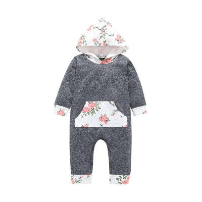 

baby girl Infant floral long-sleeved cotton hooded Romper jumpsuit robes casual jumpsuit