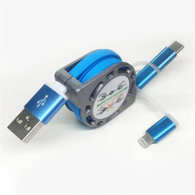 

Retractable Charging Cable Lightning Micro USB Type C 3-in-1 2A Data Cable For IPhone Samsung Galaxy LG HTC Nokia 33ft