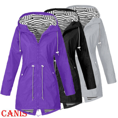 

Fashion Women Rain Jacket Outdoor Waterproof Hooded Raincoat Windproof Plus Size