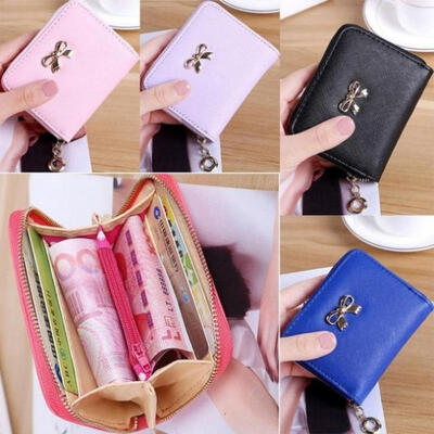 

Women&amp39s Simple Pure Color Leather Zip Coin Purse Wallet Small Mini Clutch Handbag Card Holder Fashion