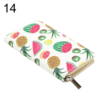 

Women Fruits Heart Flamingo Printed Long Wallet Clutch Purse Card Phone Holder