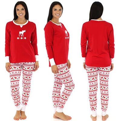 

Fashion Womans Adult Family Pajamas Set TopsPants 2pcs