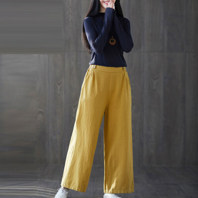 

Tailored Women Casual Solid Trousers Pants Trousers Ladies Loose Pants