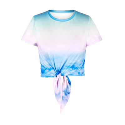 

Nomeni Fashion Women Printed Bandage Short Sleeve O-Neck T-shirt Casual Blouse