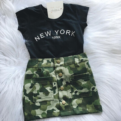 

2pcs Toddler Kid Baby Girl T-shirt Tops Camouflage Skirt Dress Clothes Outfit