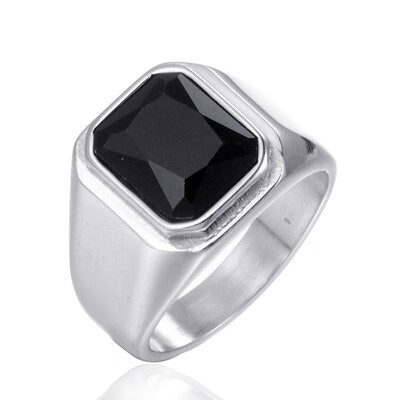 

Personality fashion square simple gem titanium steel mens ring