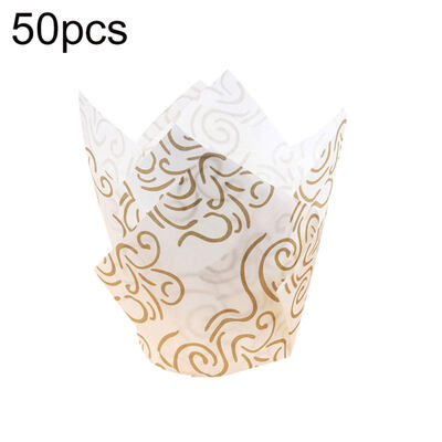 

50Pcs Oil-proof Tulip Cake Cup Muffin Cupcake Liner Paper Dessert Baking Holder