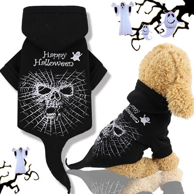

Halloween Atmosphere Black Dog Vests Pet Funny Cosplay Costume Accessories 2 Legged Hooded Coat Halloween Skeleton Hoodie