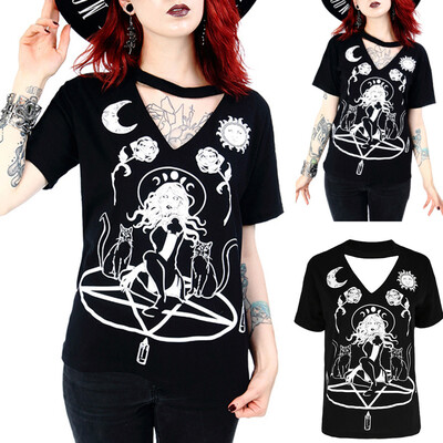 

Starmoon Women Casual Plus Size Fashion Ruffles V Neck Short Sleeve Print Tops Blouse