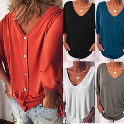 

Women Casual Summer Solid Short Sleeves Plus Size Tops T-Shirt Blouse -3XL