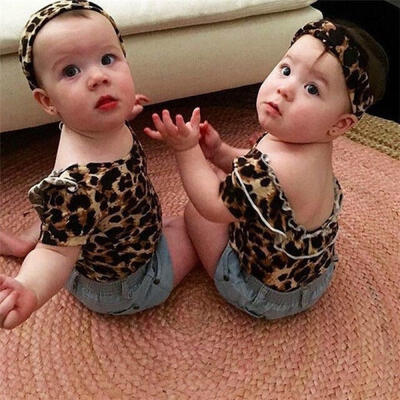 

Toddler Baby Girls Leopard Short Sleeve Shirt Denim Pants Kids Clothes Outfits