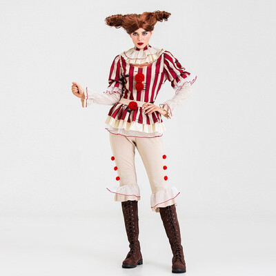 

Toponeto Women Halloween Clown Costume Cosplay Set Game Uniform