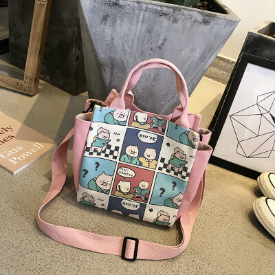 

Ins Summer Canvas Womens Slant Bag is Ancient Sense Girls College Students One Shoulder Bag Hand-held Japanese Canvas Bag for Cla