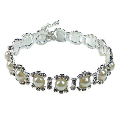 

Pet Dogs Cute Rhinestone Collar Necklace Imitation Pearl Collars Dog Cat Fancy Princess Wedding Style collar