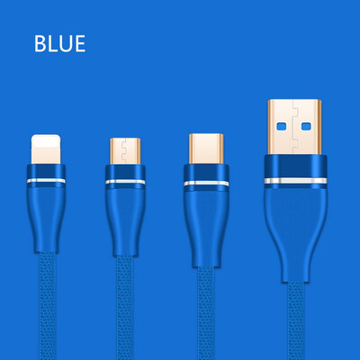 

3 in 1 USB Cable For Xiaomi Pocophone f1 Micro USB Charging Cable For Samsung S7 Data Cable For Type C Charger Cables for iPhone