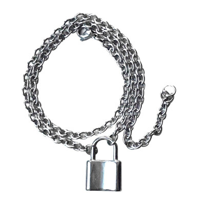 

Vintage Men Women Stainless Steel Padlock Pendant Rolo Cable Chain Necklace