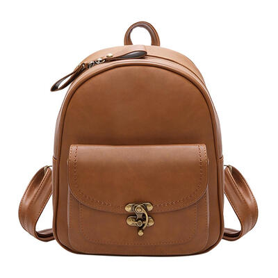 

Vintage Women Backpack PU Leather Shoulder Bag Simple Casual School Bookbag