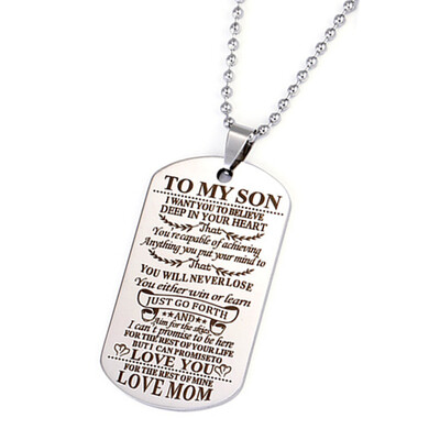 

To My Son Daughter Pendant Family Necklace Stainless Steel Jewelry