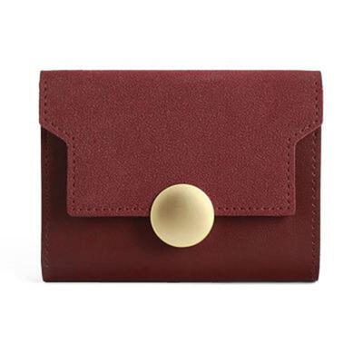 

Stylish Contrast Color Frosted Fold Short Wallets With Round Shining Snap Button For Women Multi-Card Holder Coin Purse