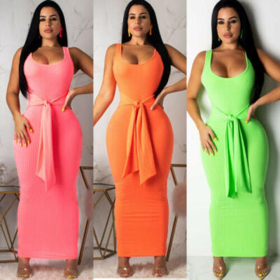 

Women Summer Bandage Sleeveless Evening Party Cocktail Long Tank Casual Dress