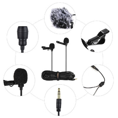 

Comica CVM-D02 Dual-head Lavalier Lapel Microphone Clip-on Omnidirectional Condenser Mic Cable Length 25m82ft for Canon Nikon
