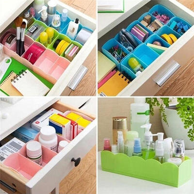 

5 Grids Plastic Organizer Tie Bra Socks Drawer Cosmetic Divider Storage Box Container