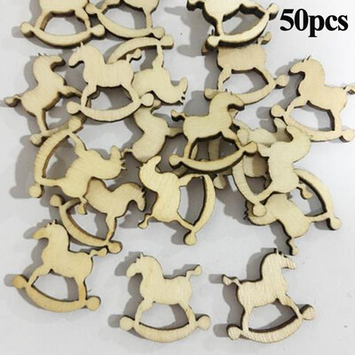 

50Pcs DIY Craft Christmas Xmas Wood Chip Hanging Pendant Ornaments Decor Home