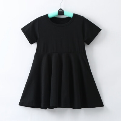 

Toddler Kids Baby Girls Dresses Short Sleeve A Line Swing Asymmetrical Hem Dress