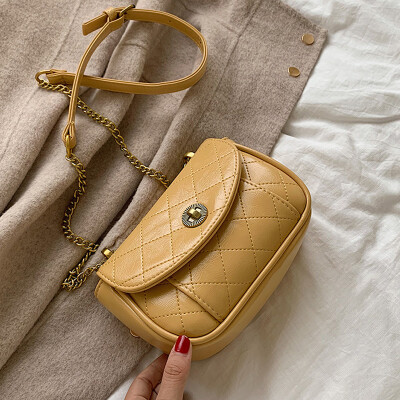 

On the new womens bag Korean version 2019 fashion rhomboid chain bag girl slanted a hundred saddle bag tide