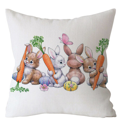 

〖Follure〗Easter Rabbit Print Pillow Case Polyester Sofa Car Cushion Cover Home Decor