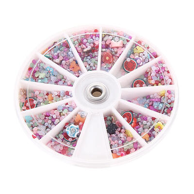 

1200pcs Wheel Mixed Colored Beads Nail Art Tips Glitters Decoration