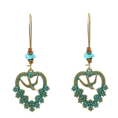 

Love Earrings Retro Alloy Long Earrings Heart Earrings Fashion Jewelry for Women