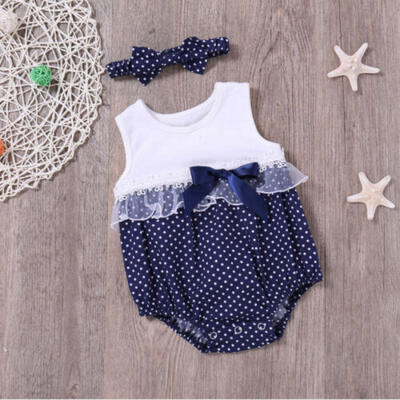

UK Newborn Baby Girl Clothes Lace Floral Romper Jumpsuit Headband 2Pcs Outfits