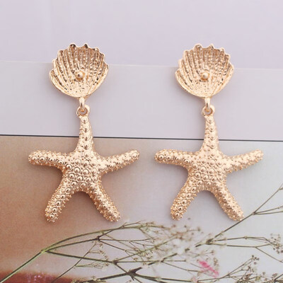 

Boho Styles Shell Conch Leaf Starfish Drop Earrings for Women Gold Color Geometric Metal Statement Brincos Fashion Party Jewelry