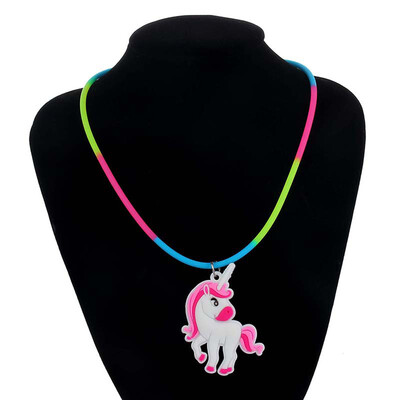 

Cute Unicorn Necklace Rainbow Silicone Girls PVC Pendant Rubber Kids Gift Great
