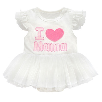 

Summer Baby Girl Dress Romper Mesh Skirt Princess Style Round Neck Cotton Material Romper
