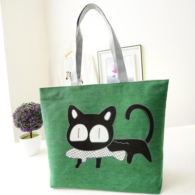 

Tailored Women Shoulder Bag Canvas Bag Cute Cat Bag Office Lunch Bag Crossbody Bag Red